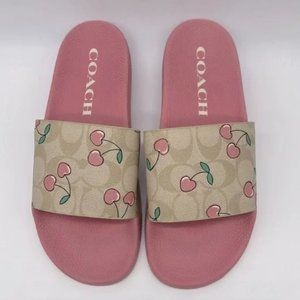 Coach CE497 Uli Sport Slide In Signature Canvas With Heart Cherry Print 11 B